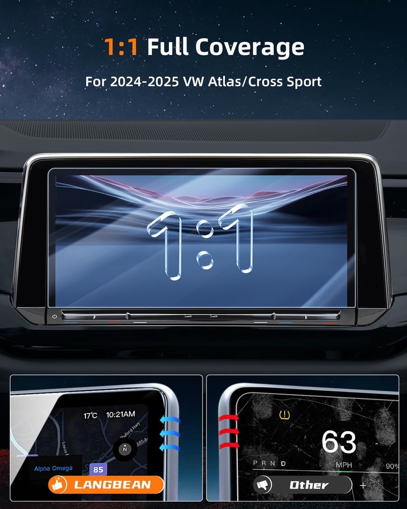 LANGBEAN Screen Protector for 2026 2025 2024 VW Atlas/Atlas Cross Sport SE/SE with Technology/SEL/SEL Premium R-Line/SEL R-Line, HD Clear, Anti-scratch, 2024 2025 volkswagen Atlas Accessories - Image 2